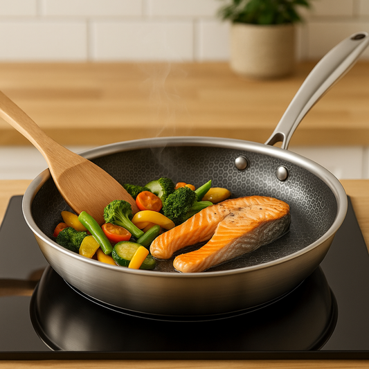 Koekenpan 28cm - RVS Antiaanbak - PFAS vrij - Keramisch - Daimond