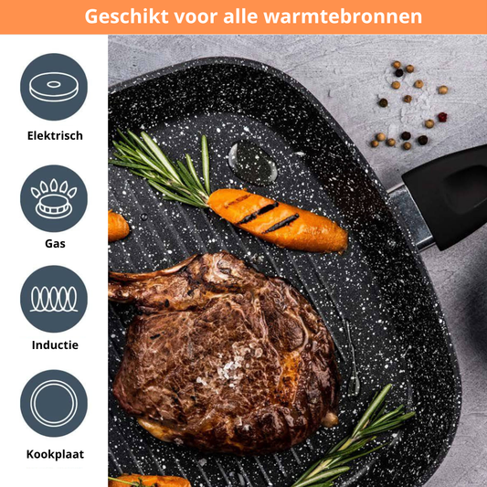Grillpan 24cm - Antiaanbak - PFAS vrij