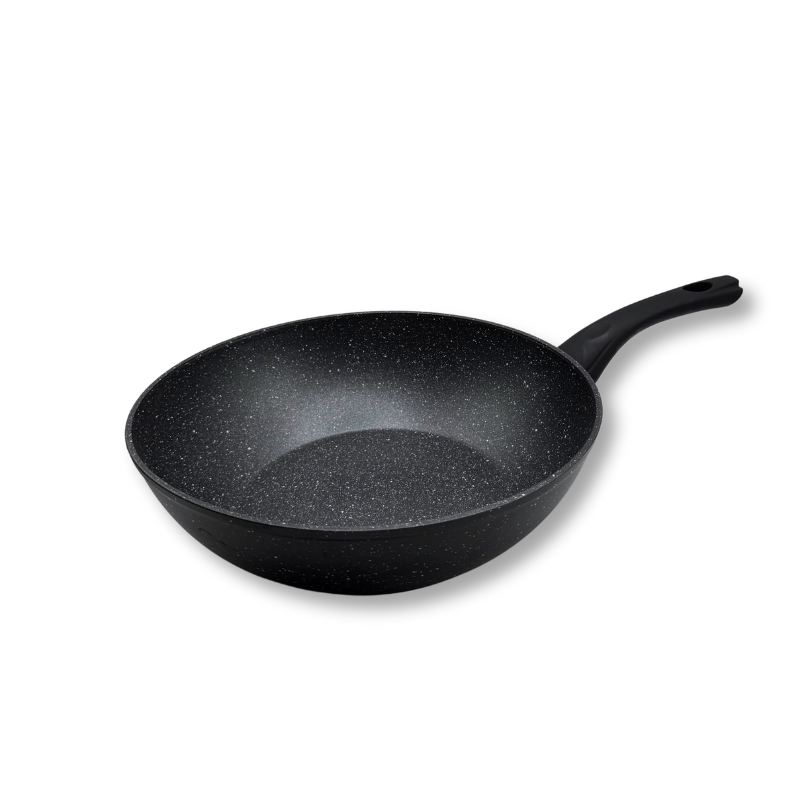 Wok en Koekenpannenset 4-delig 20/24/28cm - Antiaanbak - PFAS vrij - Zwart