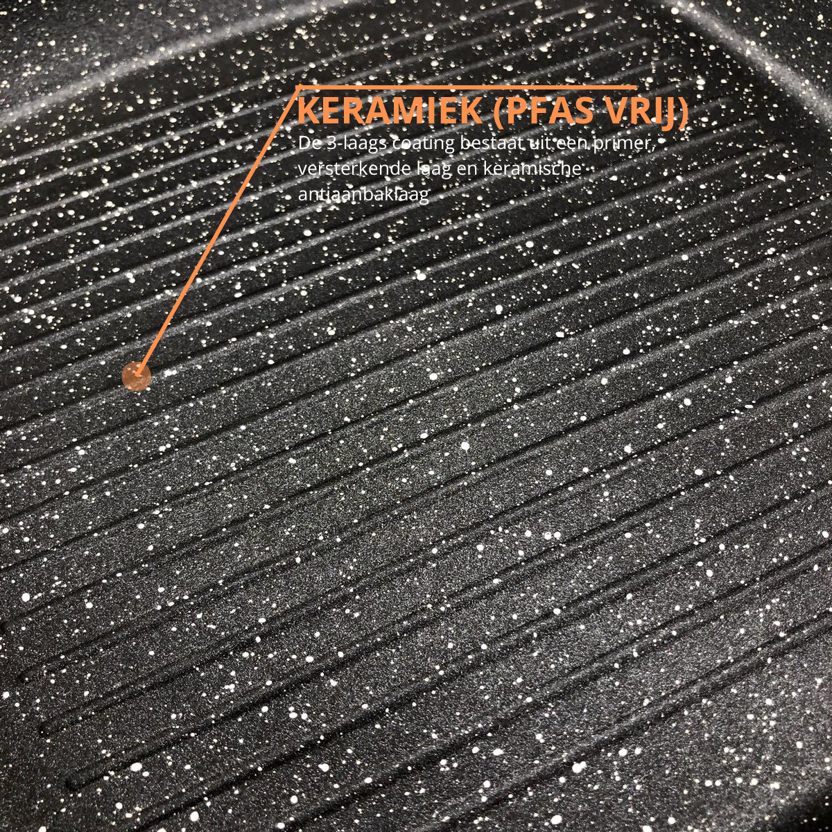 Grillpan 24cm - Antiaanbak - PFAS vrij