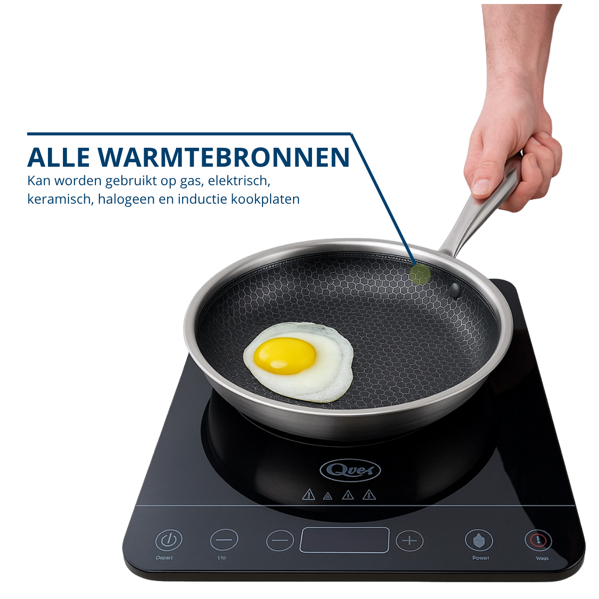Wok en Koekenpannenset 2-delig 28cm - Antiaanbak - PFAS vrij - Zwart- RVS - Daimond PRO