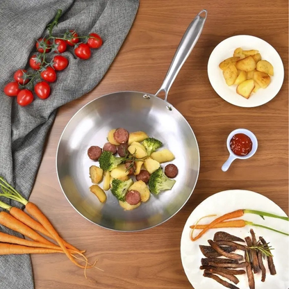 Wok en Koekenpannenset 2-delig 28cm - PFAS vrij -  RVS - SteelCraft