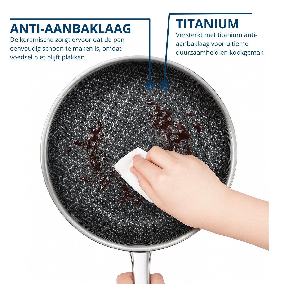 Wokpan 28cm - RVS Antiaanbak - PFAS vrij - Keramisch -  Daimond