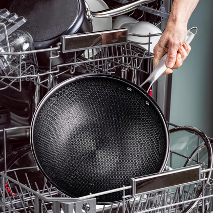 Wokpan 28cm - RVS Antiaanbak - PFAS vrij - Keramisch -  Daimond