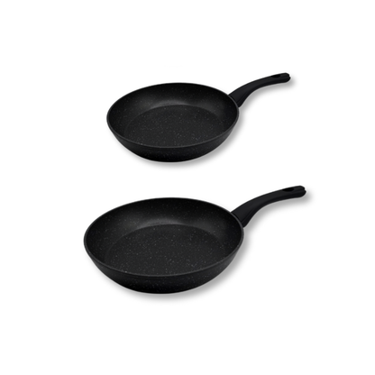 Koekenpannenset 2-delig  24/28cm - Antiaanbak - PFAS vrij - Zwart