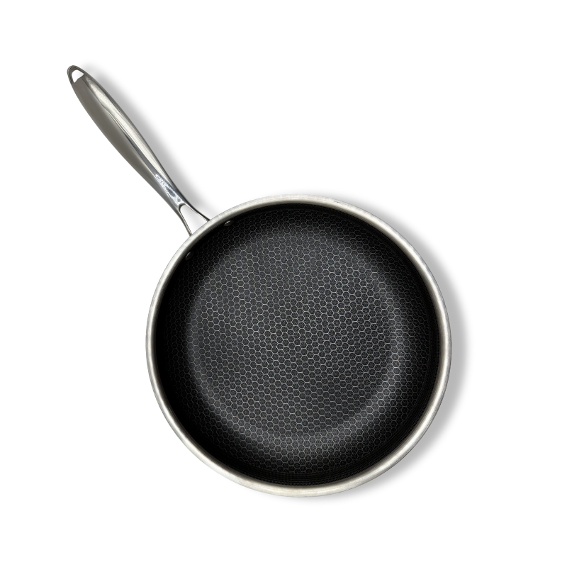 Wok en Koekenpannenset 2-delig 28cm - Antiaanbak - PFAS vrij - Zwart- RVS - Daimond PRO