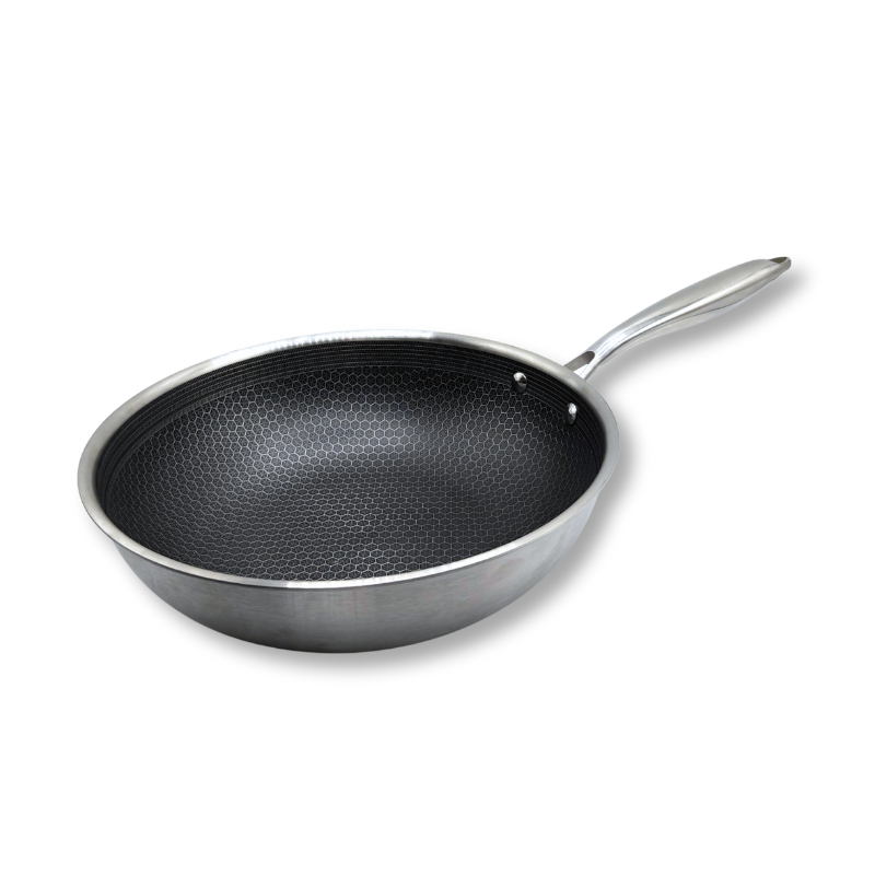 Wokpan 28cm - RVS Antiaanbak - PFAS vrij - Keramisch -  Daimond